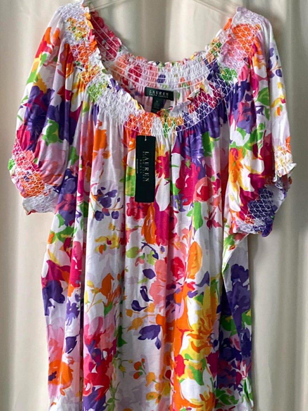 Lauren Ralph Lauren 3X Floral Boho Peasant Blouse Off Shoulder NWT